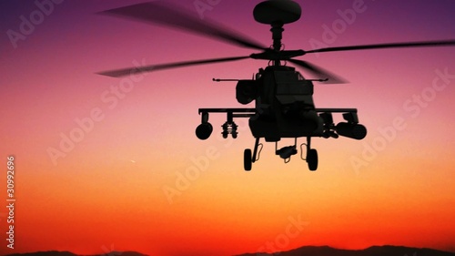Apache helicopter in the sky during sundown HD photo