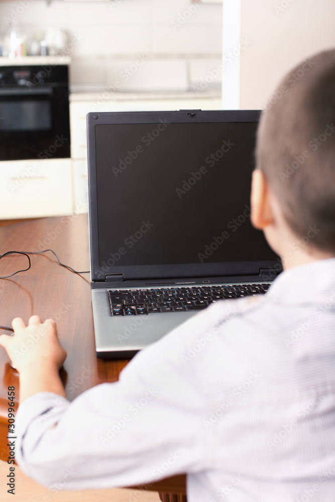 Boy playing a computer Boy playing a computer