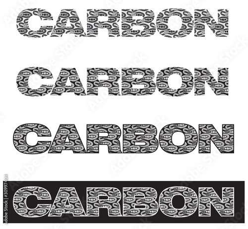 Carbon labels with footprints inside lettering