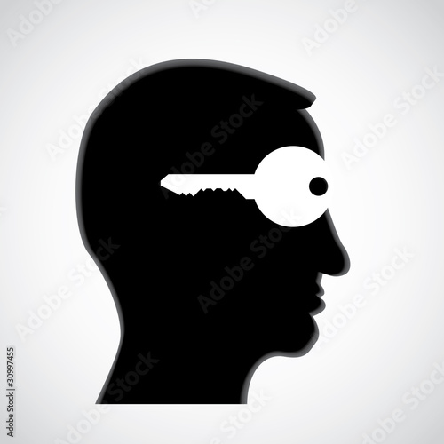 key in head - open mind - illustration