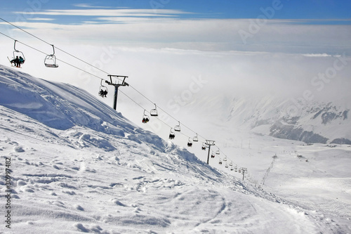 Ski resort and ski lift Gudauri in Georgia