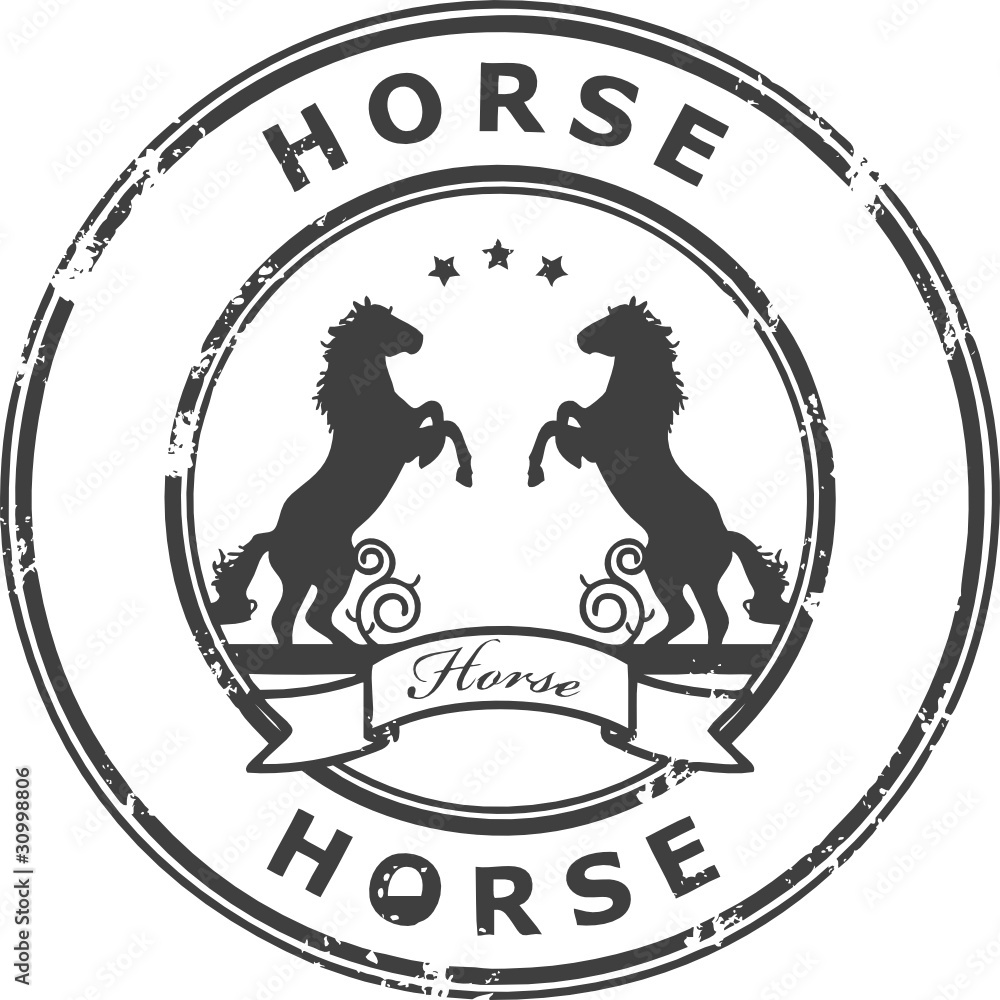 Stamp with horse shape and the text Horse written inside Stamp with horse shape and the text Horse written inside