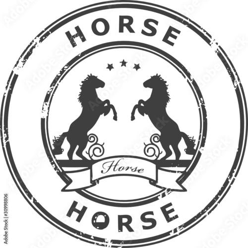 Stamp with horse shape and the text Horse written inside