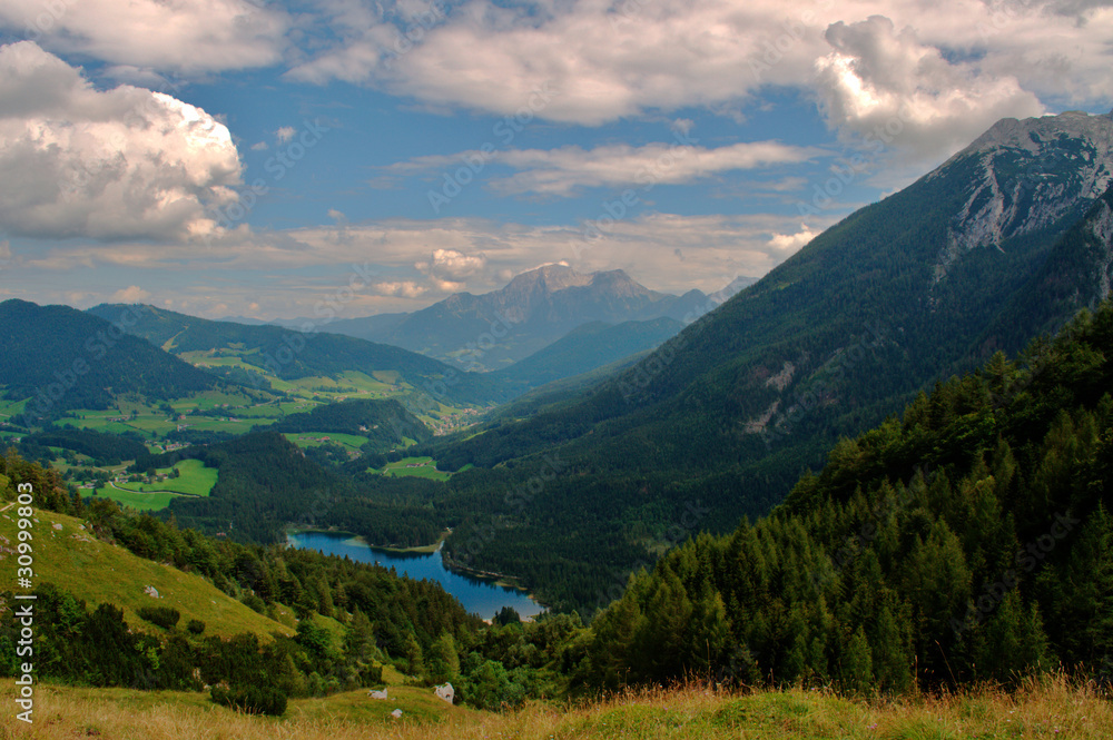 panoramic view of Bavarian Alps and Hintersee