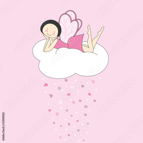 Hada acostada encima de la luna