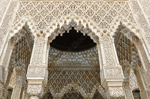 Decorated arches and columns inside the Alhambra of Granada, Spa photo