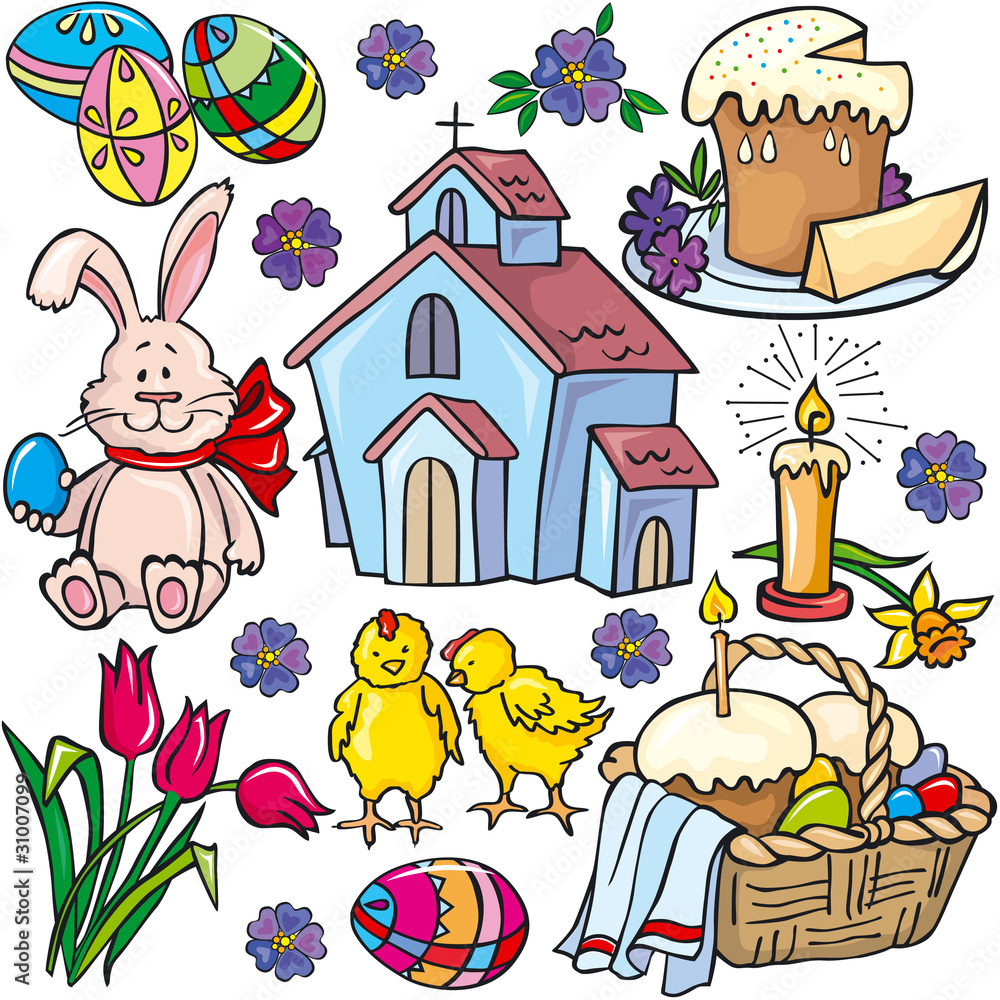 Fototapeta premium Easter icon set