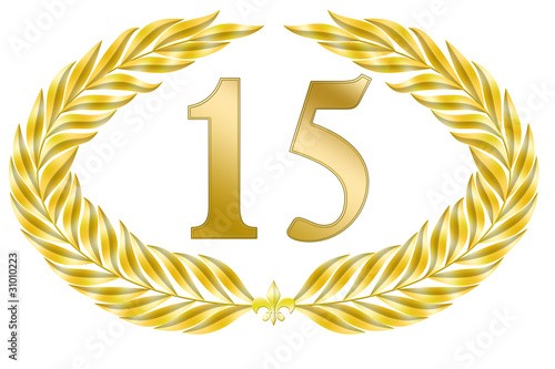 jubiläum 15 button lorbeer schleife geburtstag gold