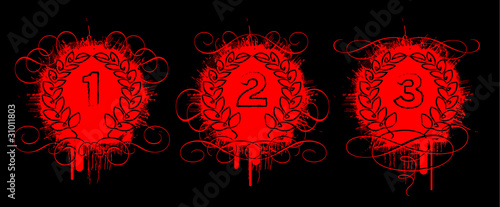 red grunge laurel wreaths