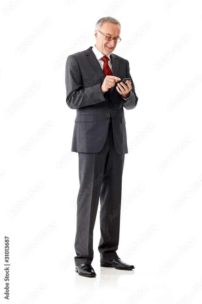 Mature business man with smartphone Mature business man with smartphone