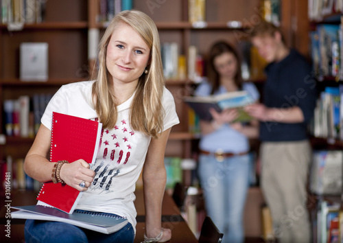 attractive student in university library