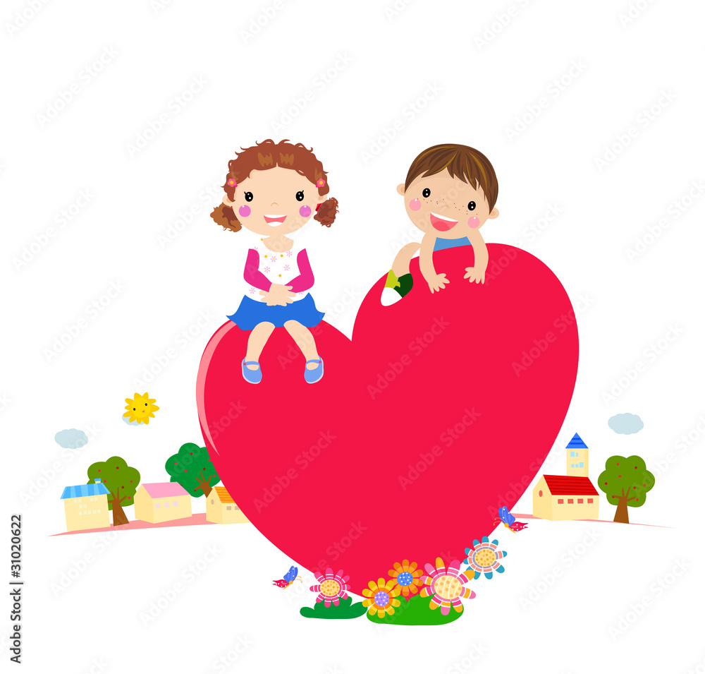 cartoon boy and girl in love (vector) Stock Vector | Adobe Stock