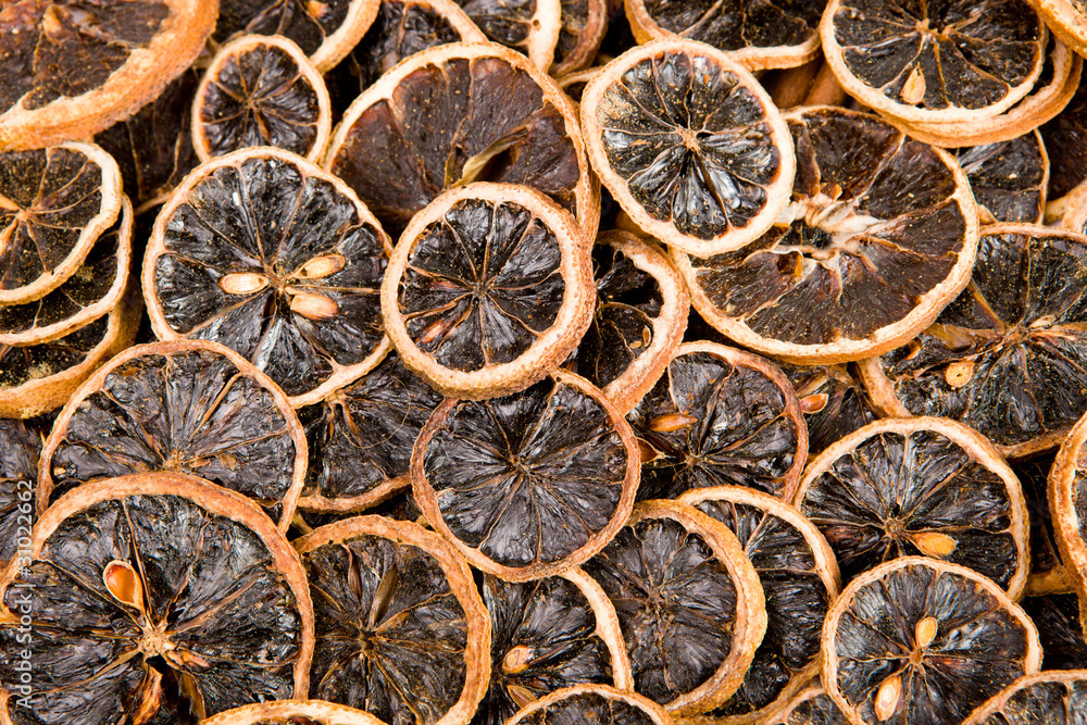 Slices of a dried lemon