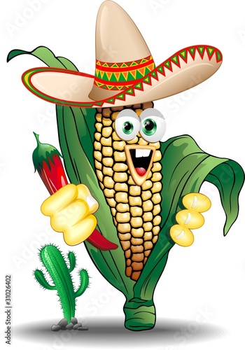 Mais Pannocchia Messico Cartoon-Mexico Corn Cob-Vector