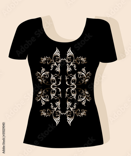 t-shirt design with vintage floral element