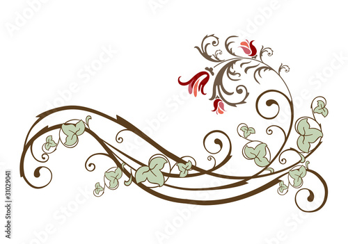 vintage design element  with flowers and ivy