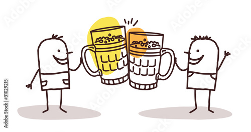 two men drinking beer