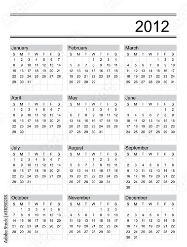 calendar 2012