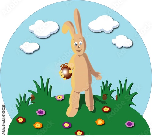 le lapin qui offre un oeuf en chocolat