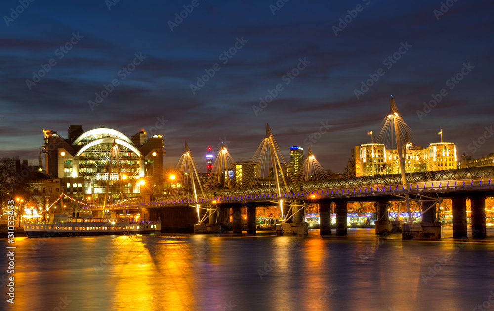 Cityscape of London at Hungerford Bridge