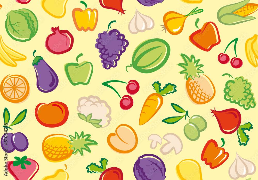 Seamless background with vegetables and fruit Seamless background with vegetables and fruit