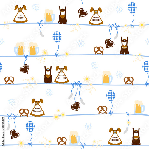 Seamless Pattern Octoberfest Symbols