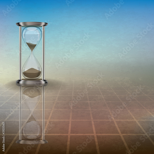 abstract illustration with hourglass on blue