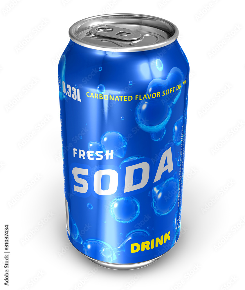 Refreshing soda drink in metal can Refreshing soda drink in metal can