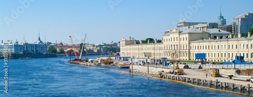construction on quay of the river Neva