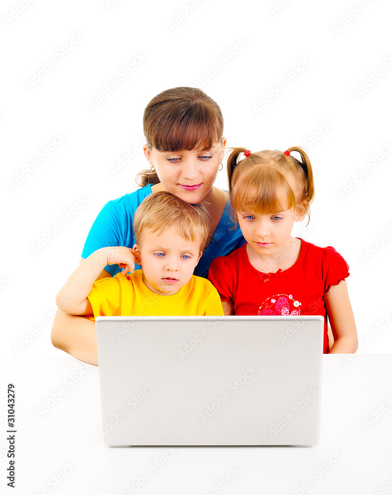 Young pretty woman is playing with her children Young pretty woman is playing with her children