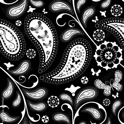 Seamless black floral pattern