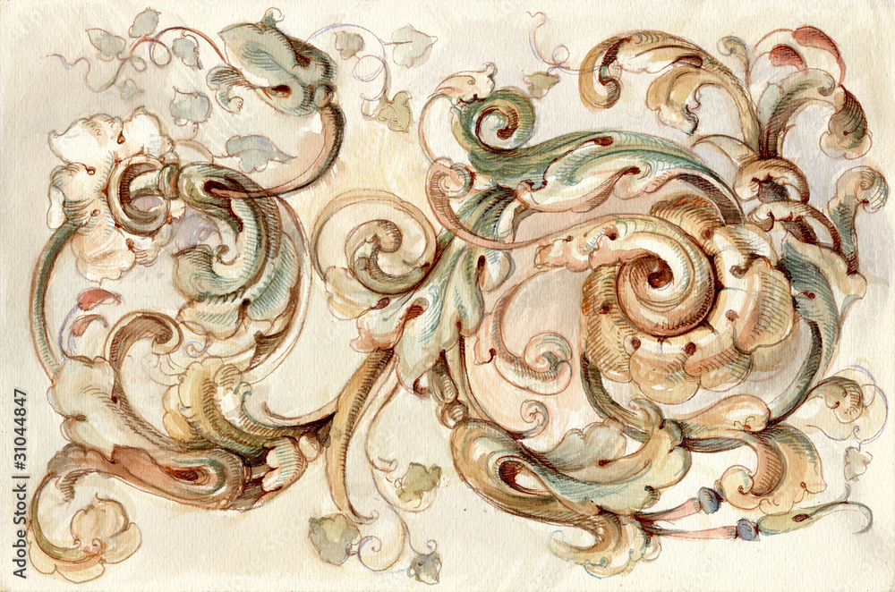 Obraz premium antique ornament, watercolor
