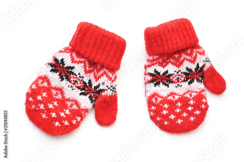 Pair of red mittens