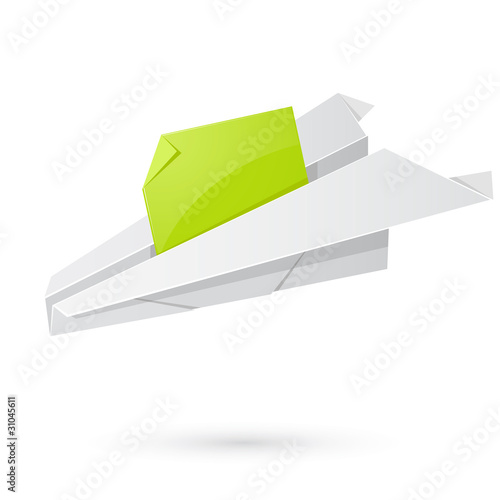 Paper airplane carrying the message