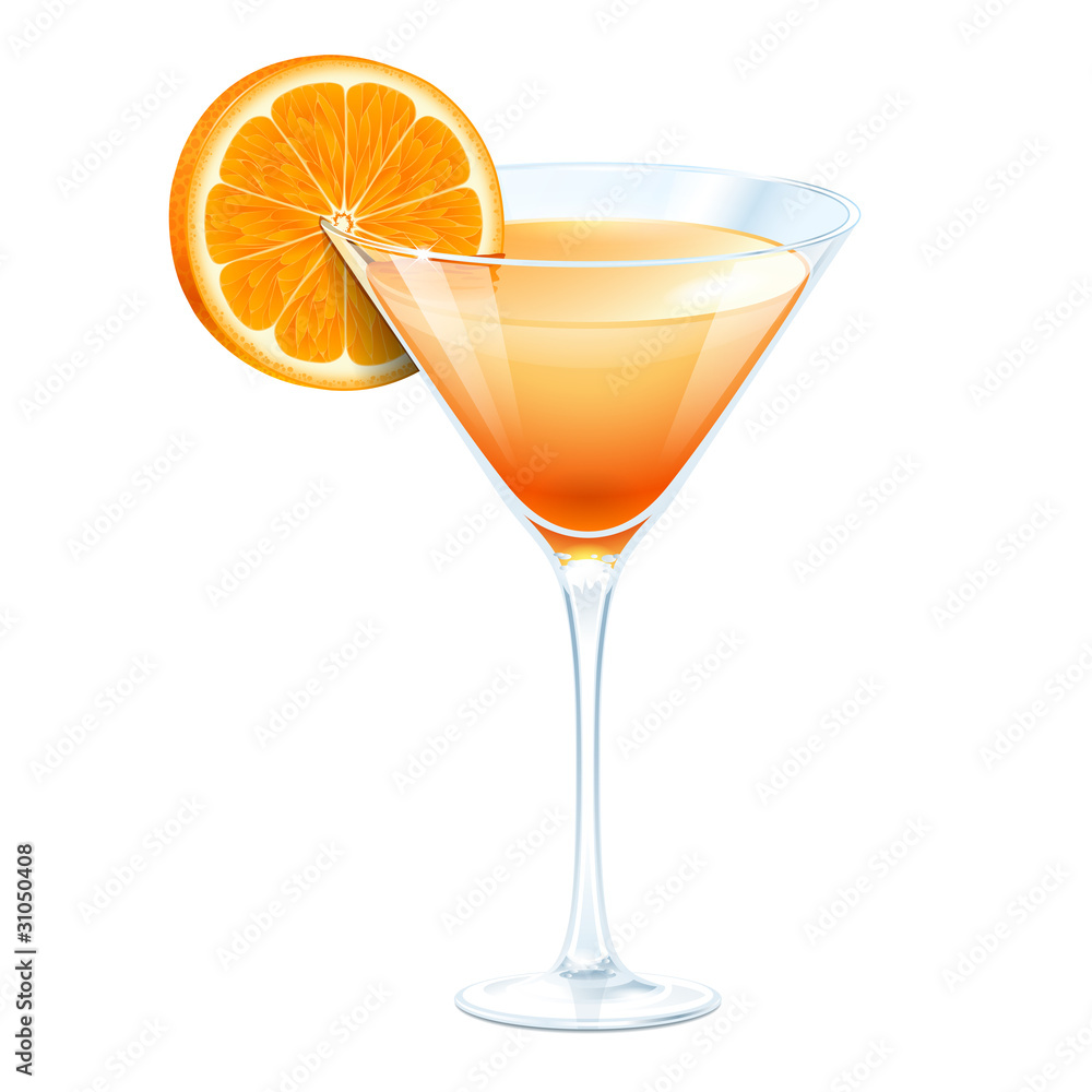Orange cocktail in a glass for martini Orange cocktail in a glass for martini