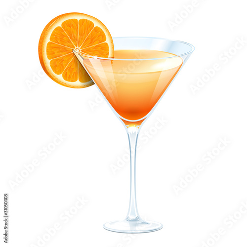Orange cocktail in a glass for martini