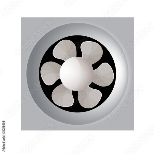 Fan in refrigerator on white