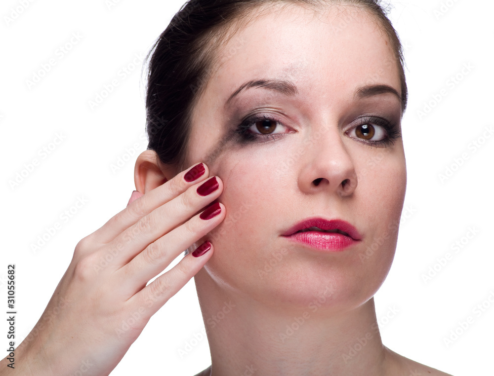 Girl with smeared makeup Girl with smeared makeup