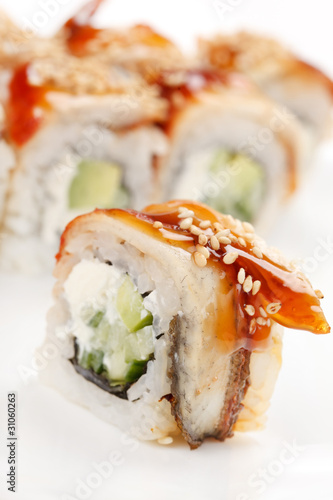 sushi on the white