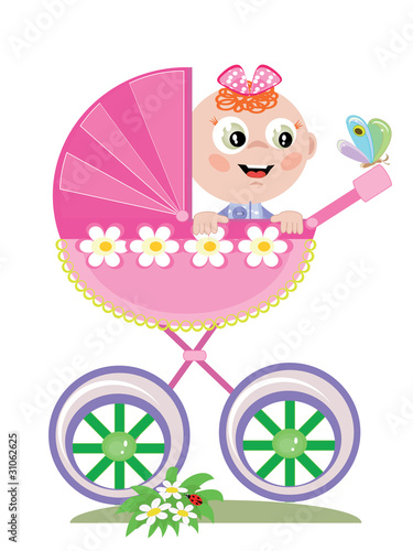 Baby girl in cariage
