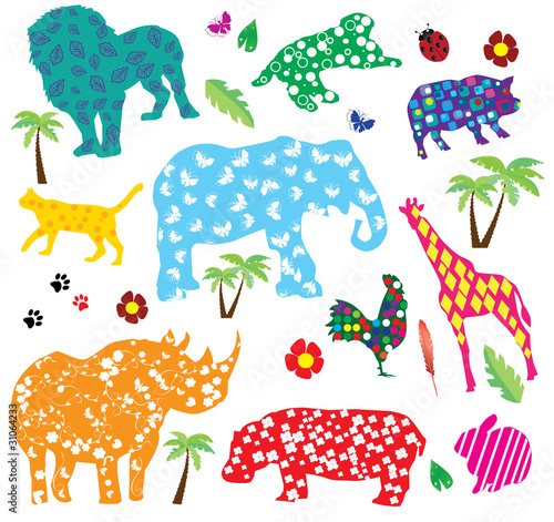 vector animals with different patterns