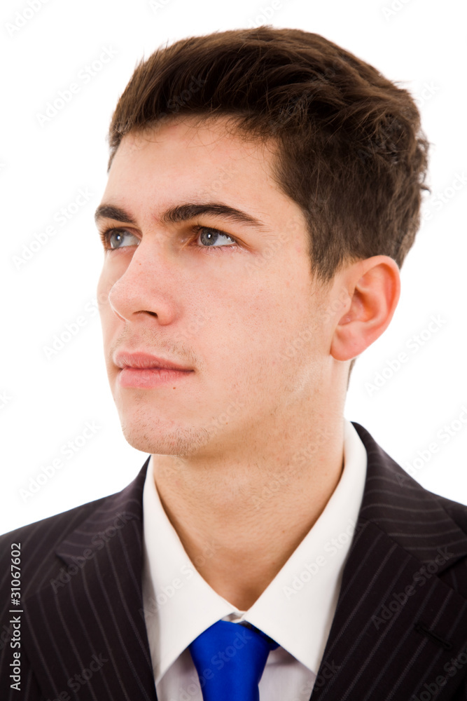 pensive young business man portrait in white background pensive young business man portrait in white background