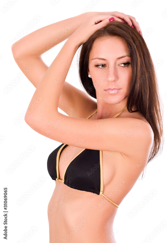 Sexy woman with perfect body (isolated on white background)