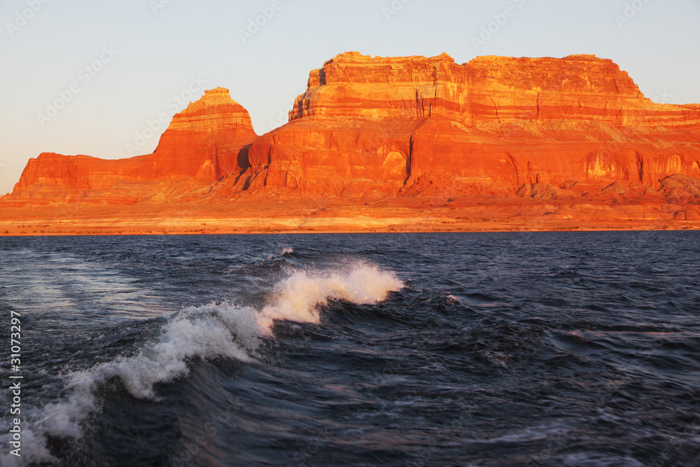 Travel voyage by boat on Lake Powell