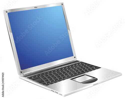 Shiny stylish metallic laptop diagonal view