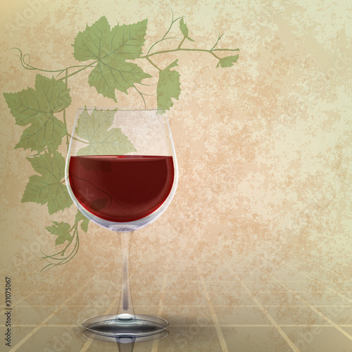 abstract grunge illustration with wineglass photo