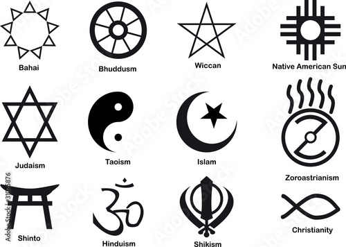 Vector 12 world religious symbols photo