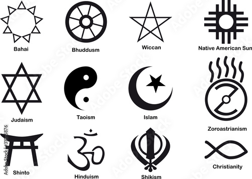Vector 12 world religious symbols