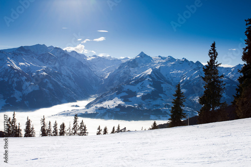 View over the kaprun resort and the Kitzsteinhorn peak