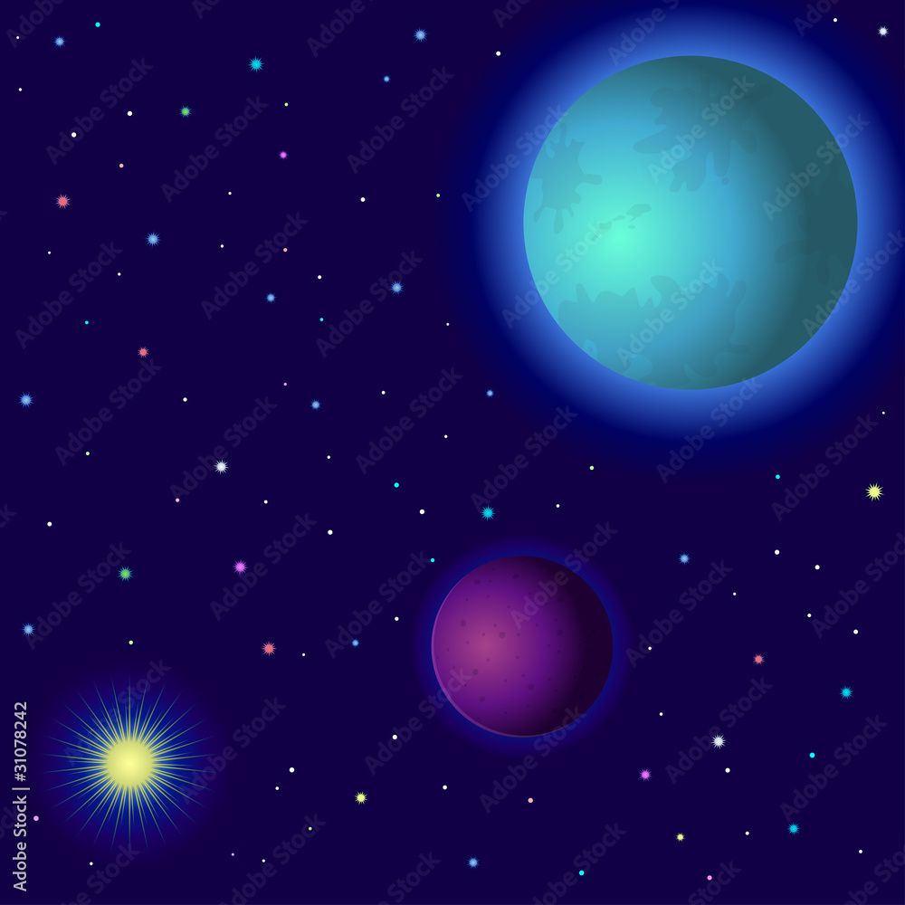 Fototapeta premium Space, planets and sun